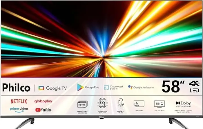 Smart TV 58" Philco LED 4K Google TV HDR10 P58KGA