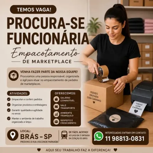 Vaga de emprego para empacotamento.