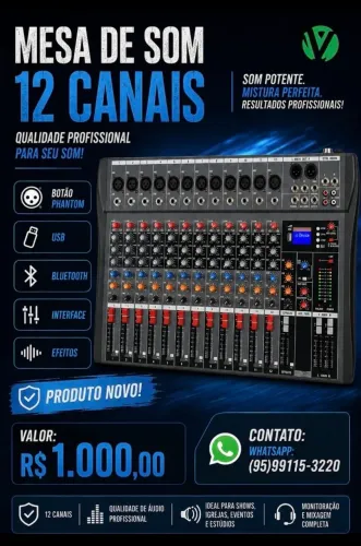 Vende-se Mesa de som 12 canais