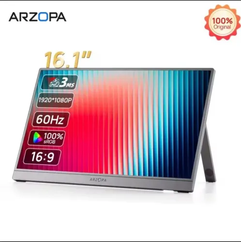 Monitor portátil para jogos ARZOPA de 16,1 polegadas, tela ips- Novo