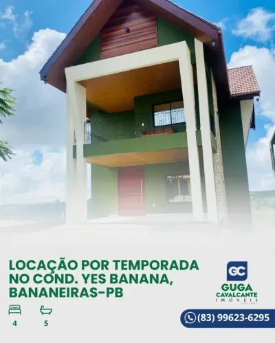 CONDOMINIO YES BANANA EM BANANEIRAS/PB. CASA PARA LOCAÇÃO POR TEMPORADA COM 4 SUITES COM A