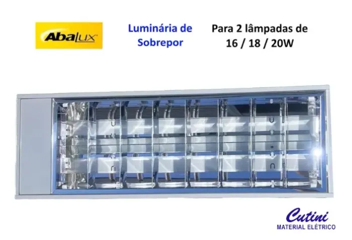 Luminária de Sobrepor c/ Aletas para 2 lâmpadas de 20W - A400 - Branca - Abalux