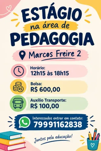 Estágio na área de pedagogia.