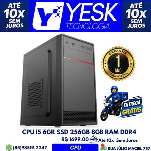 Promoção CPU i5 Sexta Geração SSD 256GB 8GB RAM DDR4 Até 10x Sem Juros