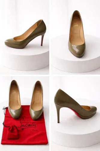 Scarpin Christian Louboutin em couro com salto de 100mm.