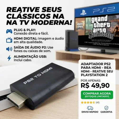 Adaptador PS2 para HDMI: Conecte seu PlayStation 2 na Smart TV ?