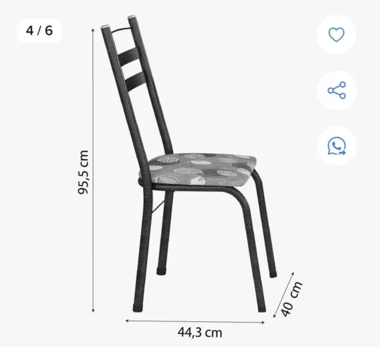 Cadeira de ferro estofados  4 peças 