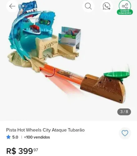 Pista hot Wheels ataque do tubarão e lava jato 