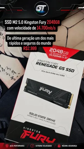 SSD M2 Gen5 2TB Kingston Fury Renegade G5 14700mb/s Lacrado