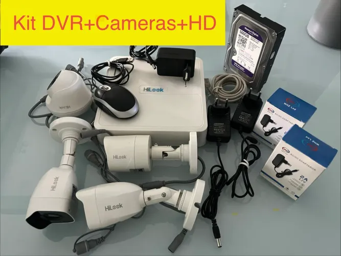 Kit completo original DVR HiLook 04 câmeras + HD WD 500gb