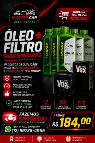 Kit 4 Lubrax 20w50 + Filtro de óleo