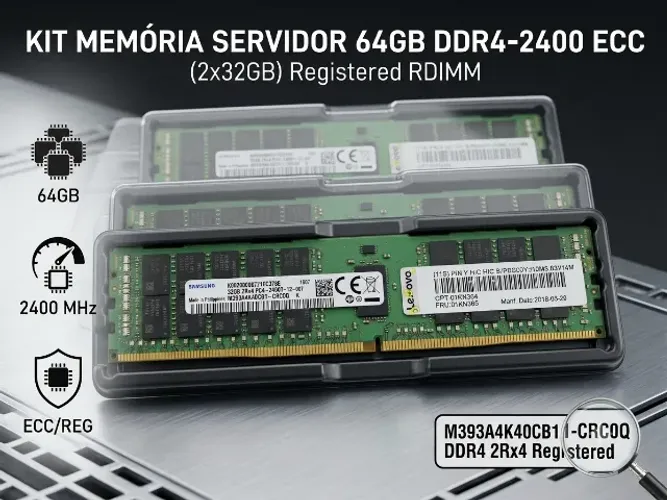Memória Samsung DDR4 ECC Registered 64GB (2x32GB) 2400MHz RDIMM | Testado | Frete Grátis