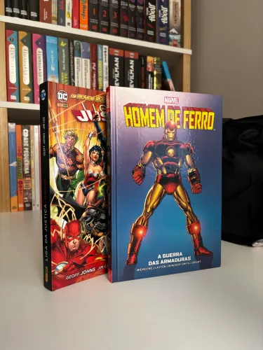 Homem de Ferro: a Guerra das Armaduras + Liga da justiça: Origem em capa dura