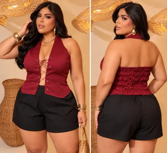 Conjunto short em alfaiataria tamanho 44/46