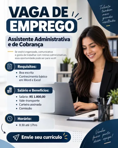 Assistente administrativo e de cobrança