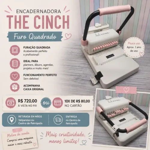 Encadernadora The Cinch - Furo Quadrado - Excelente estado