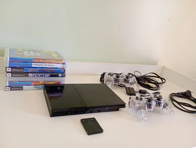 PS2 completo 2 controles com jogos