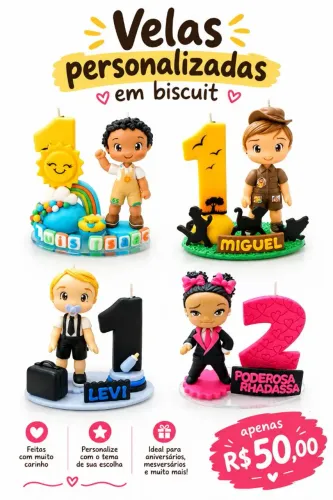 Vela personalizada em biscuit