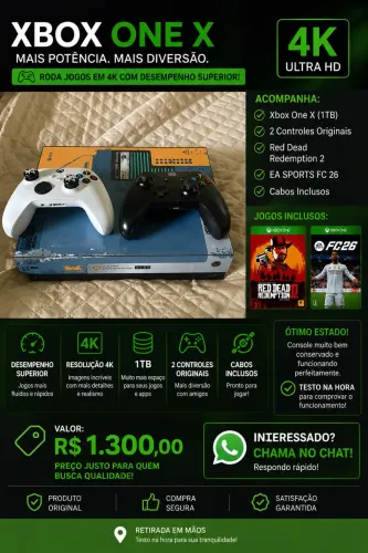 Vende-se Console Xbox one X - 1tb de armazenamento 