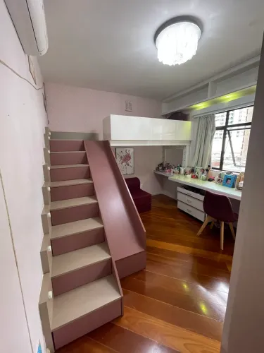Quarto Infantil Planejado Completo com Cama Elevada, Escorregador e Escada-Gaveta