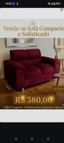 Sofá de 02 lugares Cor vinho