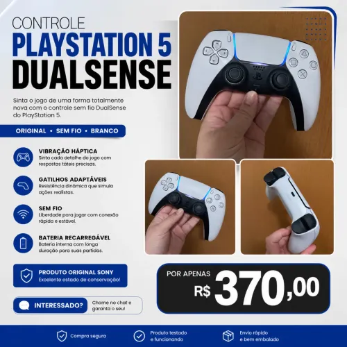 Controle sem Fio DualSense PS5 Sony PlayStation Branco