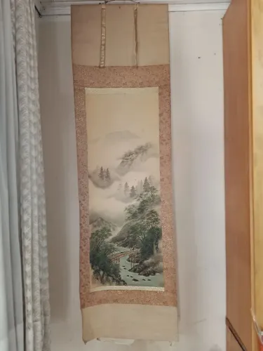 Pergaminho Japonês Tradicional (Kakejiku) - Decoração Oriental Sansui