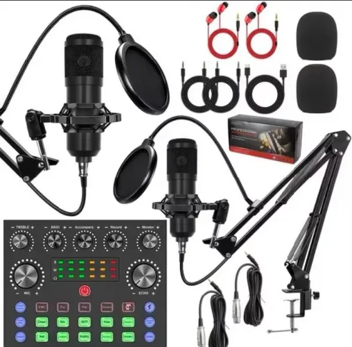 Microfone condensado mais interface