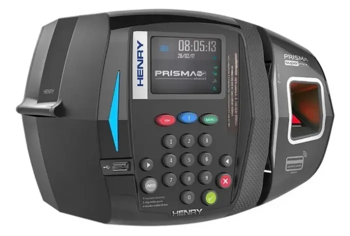Relógio de Ponto Biométrico Henry Prisma Tela Touch TCP/IP USB 2.4"