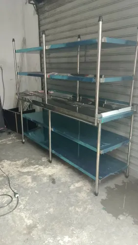 Mesa de apoio em aço inox, para restaurante, pizzaria, hamburgueria 