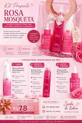KIT SKINCARE ROSA MOSQUETA (ESPECIAL DIA DOS NAMORADOS)