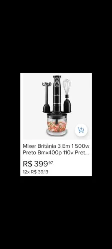 Mixer Britânia 3 Em 1500w Preto Bmx400p 110v Pret