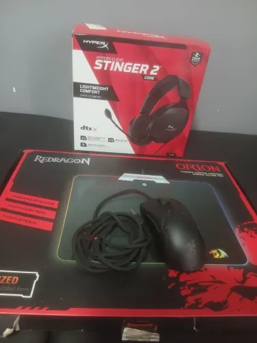 Kit gamer com mouse, mousepad e headset