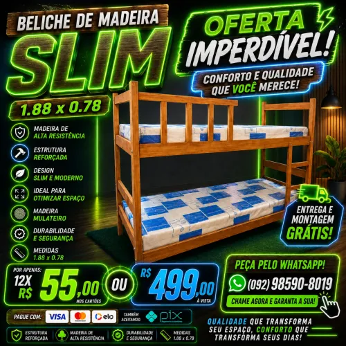 Beliche Madeira 12X R$ 55,00