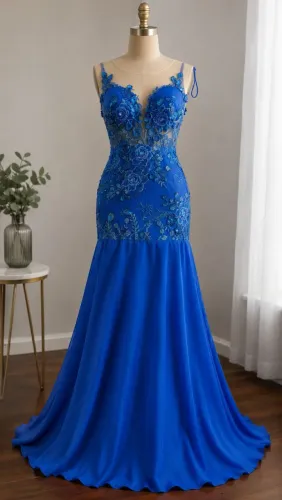 Vestido longo azul