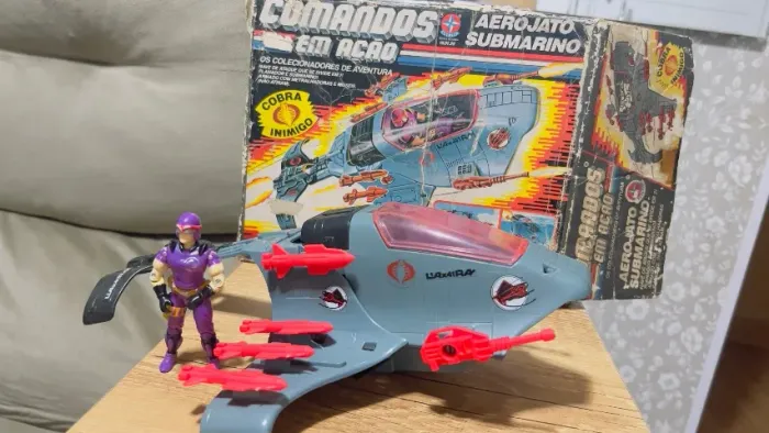 Veículo comandos em ação Gi Joe aero jato submarino com piloto e caixa