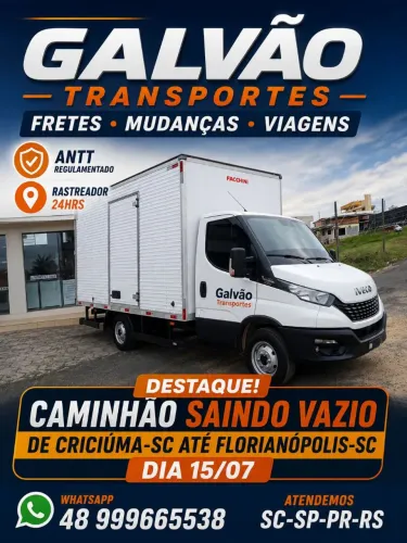 Frete, Mudança Saindo de Criciúma até Florianópolis 15/07
