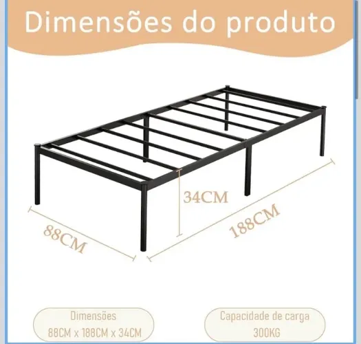 Cama de solteiro-Estrutura metálica