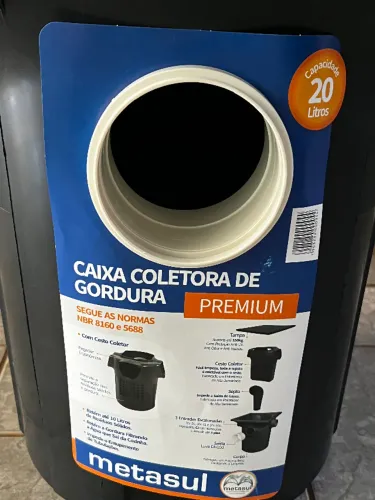 Caixa coletora de gordura Premium 20L Metasul com cesto coletor