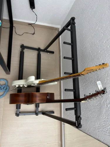 Suporte Estante Chão Violão Guitarra e Baixo 5 Instrumentos Preto Profissional Com Espumas