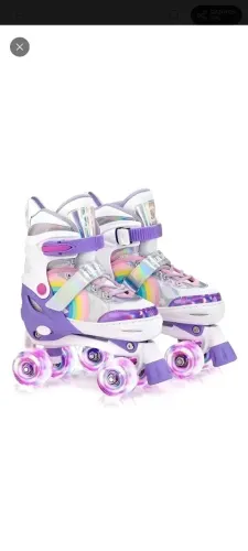 Patins Infantil Quad Ajustável + Rodas Led - Full Cor Roxo Tamanho Dos Patins 32-35