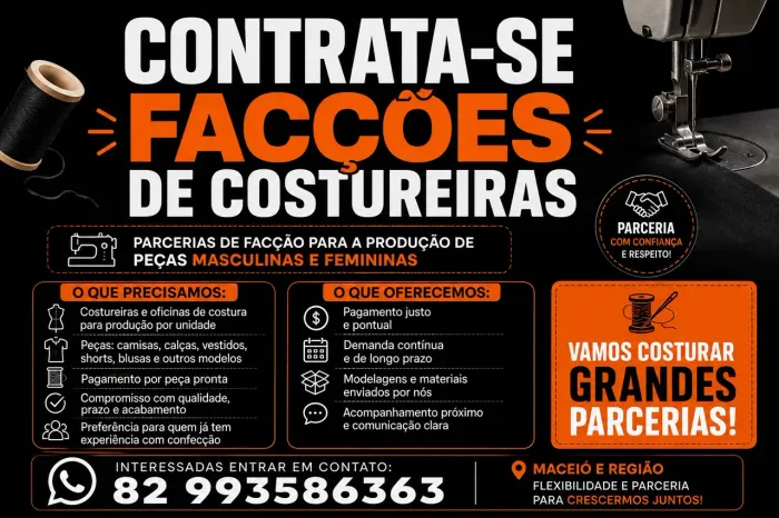Procuramos Facção de Costura para Produção de Roupas