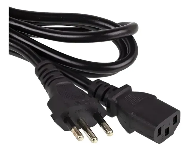 Cabo de Força Tripolar 10A - PC, Monitor, TV e Impressora - NOVO