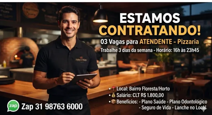 03 Atendentes/3 dias semana