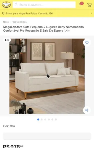 Sofá Cama 2 Lugares Retrátil Cinza - Bom Estado