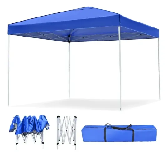 Tenda Praia Gazebo Articulada Dobrável 3x3 Barraca Camping Cor Azul