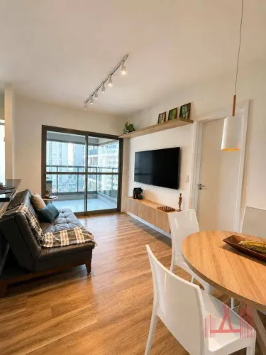 Apartamento MOBILIADO para Locação com 1 dormitório, 1 vaga de garagem, com 50 m² - Vila C
