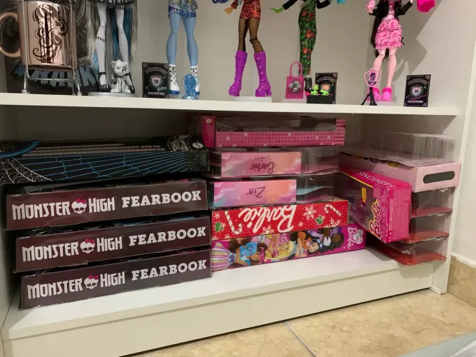 Caixas de bonecas Barbie e Monster high