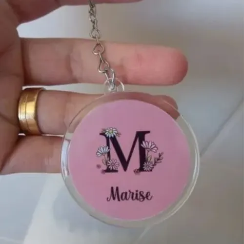 Chaveiro Personalizado Redondo em Acrílico Cristal - 5x5cm