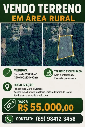 Terreno em área rural de Porto Velho.